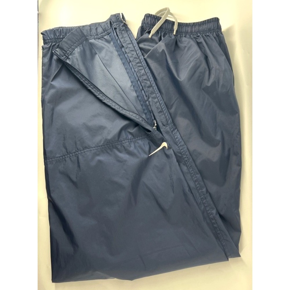 Vtg Nike Nylon Windpants Track Pants Navy Blue XL Ankle Zip Swishy 90s Y2K Retro